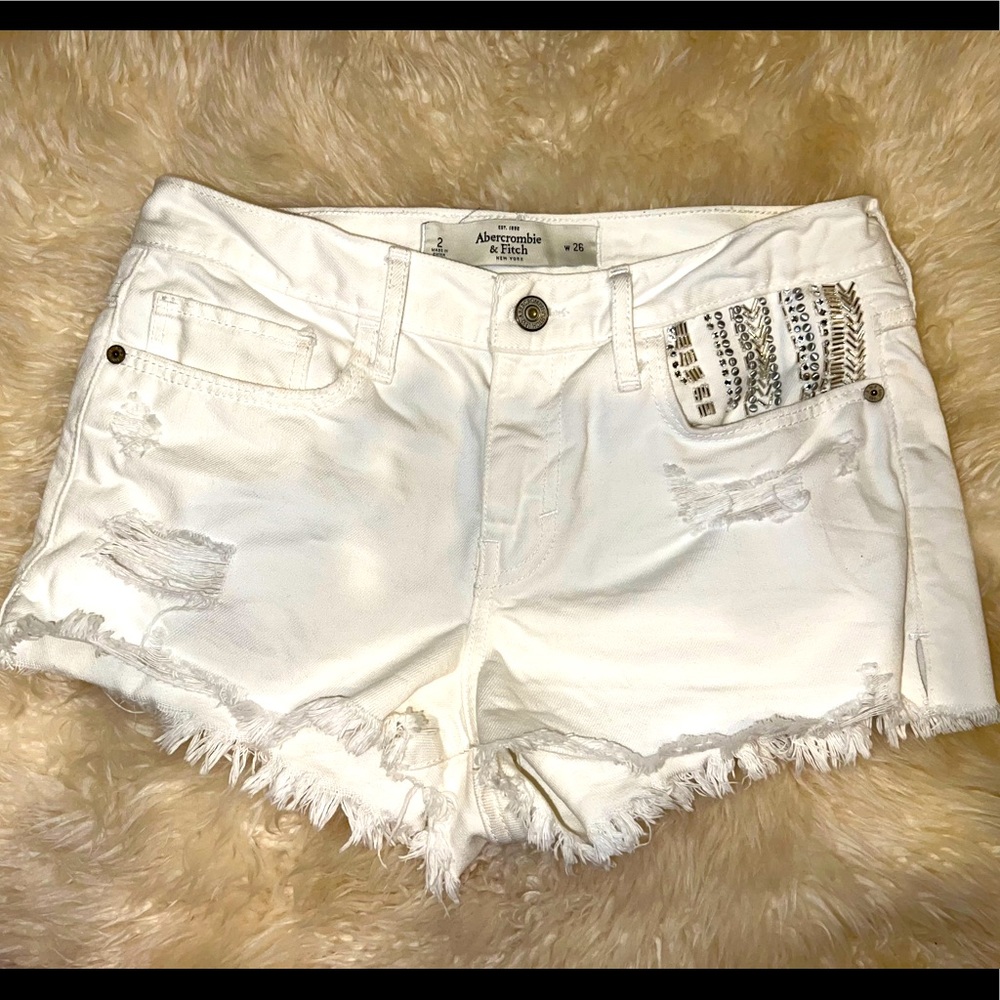A&F White Denim Shorts